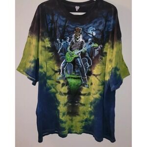 Slash Skeleton Guitar Cemetery Tie Dye T-Shirt Men's Size 3XL Graveyard